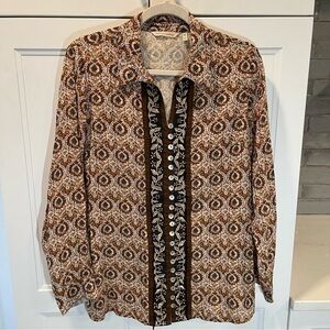 Soft Surroundings Boho Style Cortesia Long Sleeve Top Medium